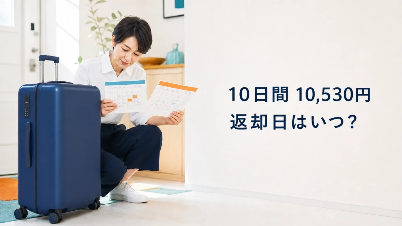 リモワ85Lを10日間レンタルする料金と返却日を整理した記事のアイキャッチ