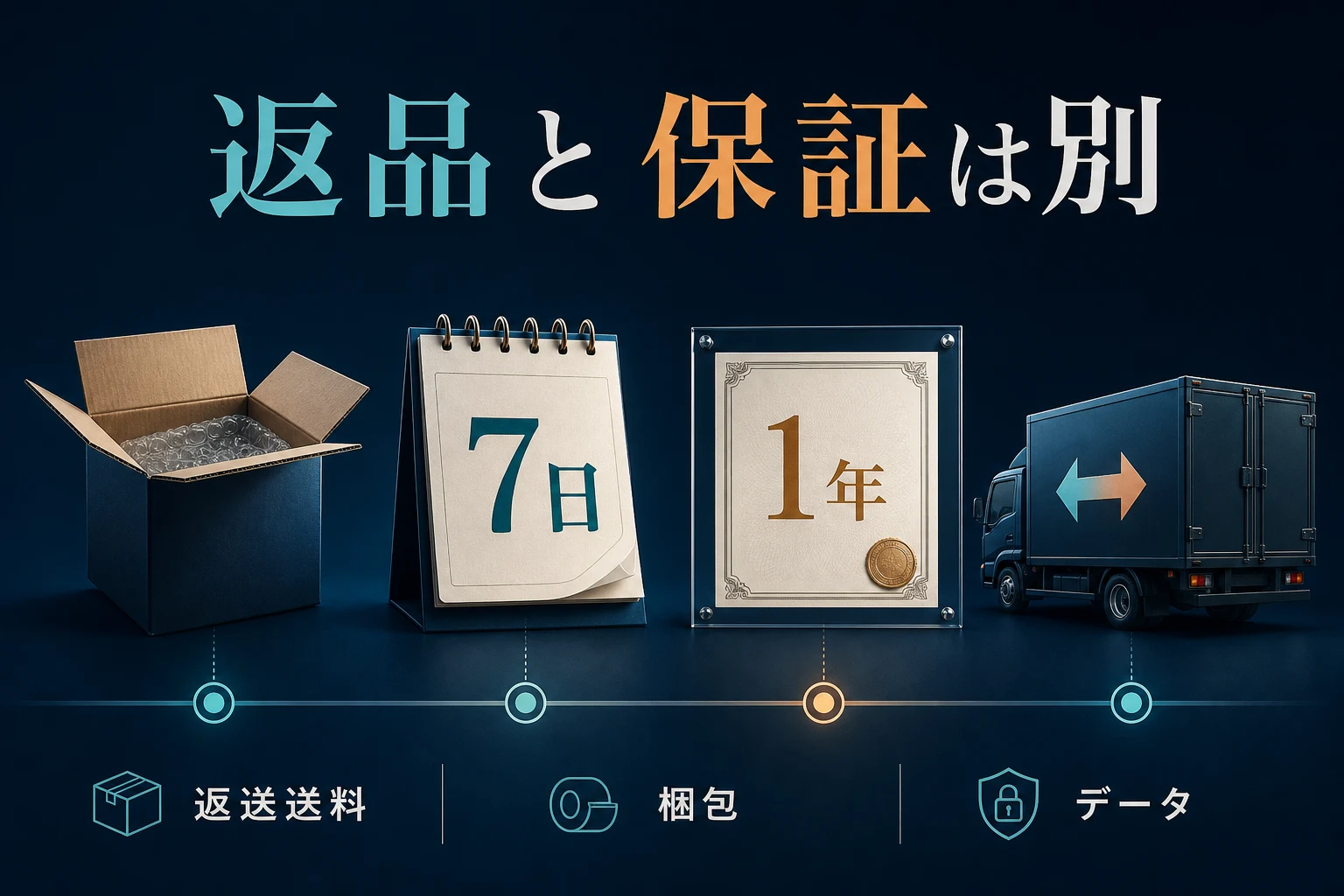 商品受領後7日間の返品確認と1年間の製品保証