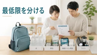 防災グッズを持ち出し袋と在宅備蓄へ分けて確認する