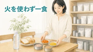 加熱不要の食品を一食ずつ組み合わせて備蓄する