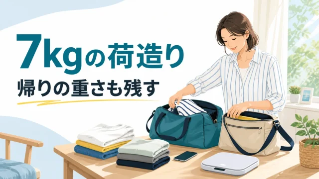 LCCの手荷物を量り、帰りの買い物の余地を残す