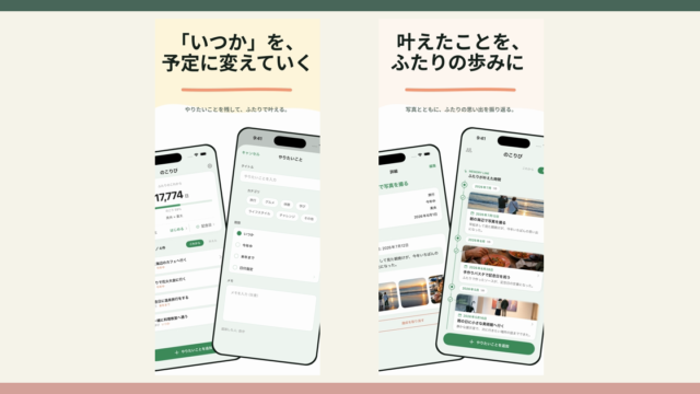 カップル向けバケットリストアプリを実行と記録で比較するアイキャッチ