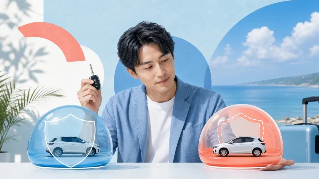 Jcationレンタカーの免責補償とNOCを見分ける記事のアイキャッチ