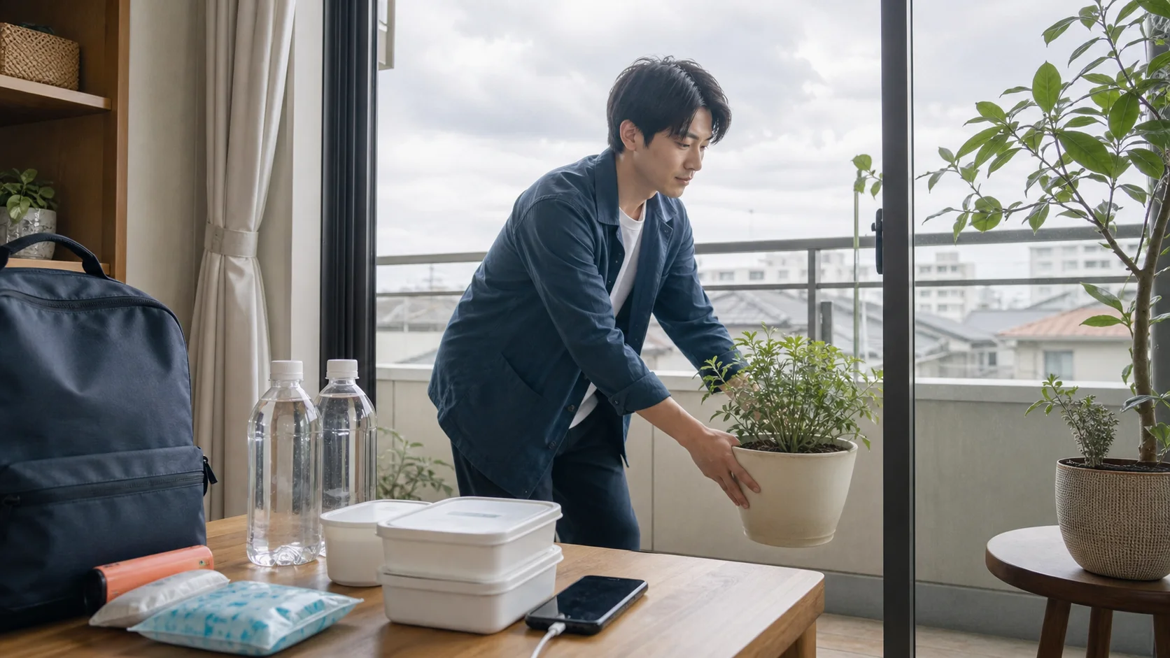 台風接近24時間前に屋外と家の中の準備を進める