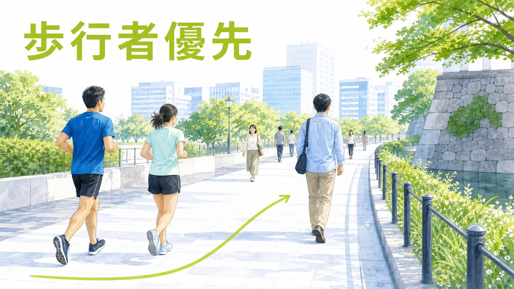約5kmの周回コースで歩行者優先と反時計回りを守る