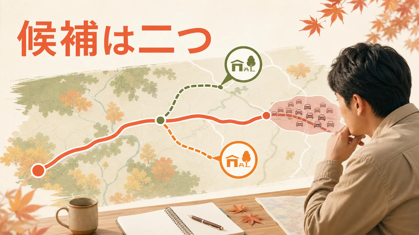 一つの休憩場所に頼らず複数の候補を地図で考える