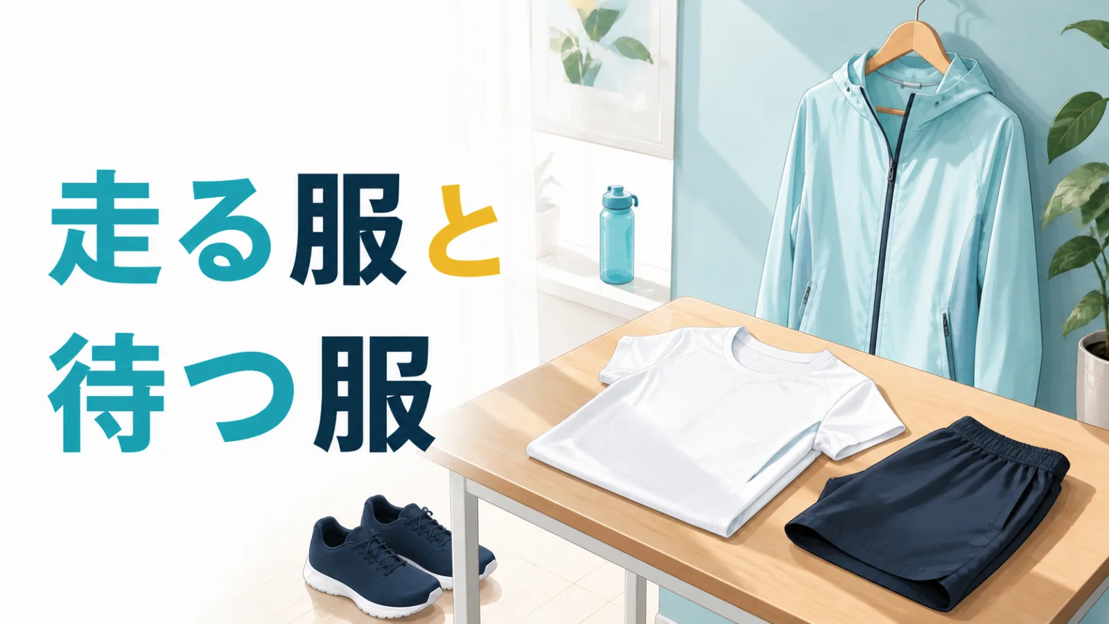 走るウェアとスタート前に使う上着を分けて置く