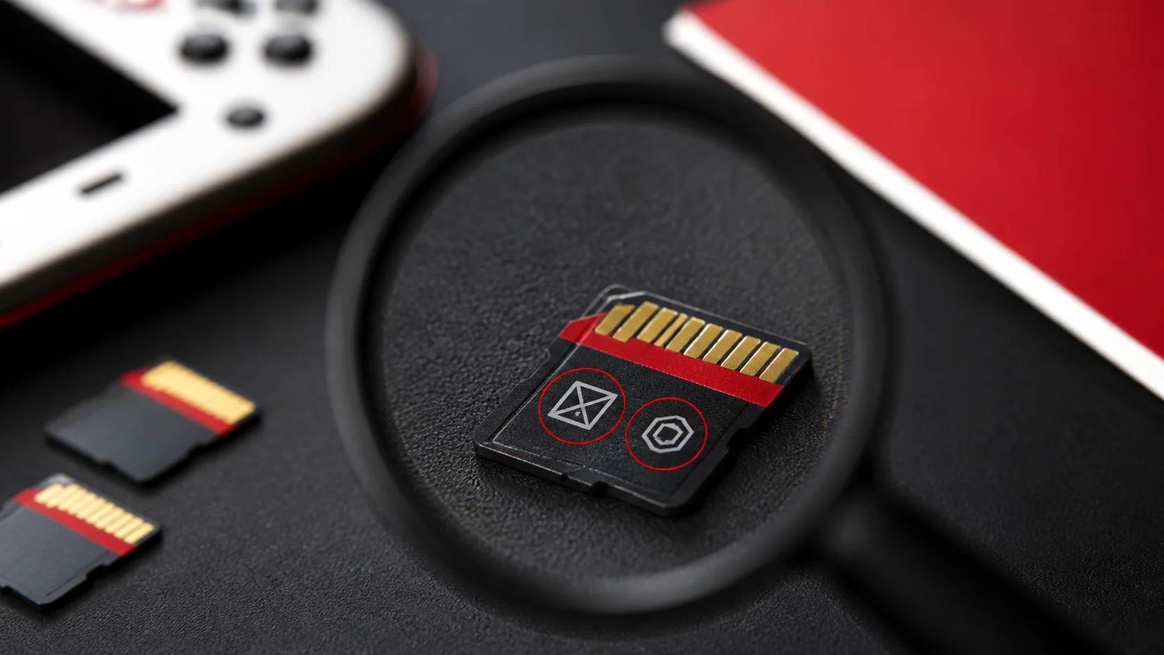 microSD Expressを示す規格マークの確認を抽象的に表す
