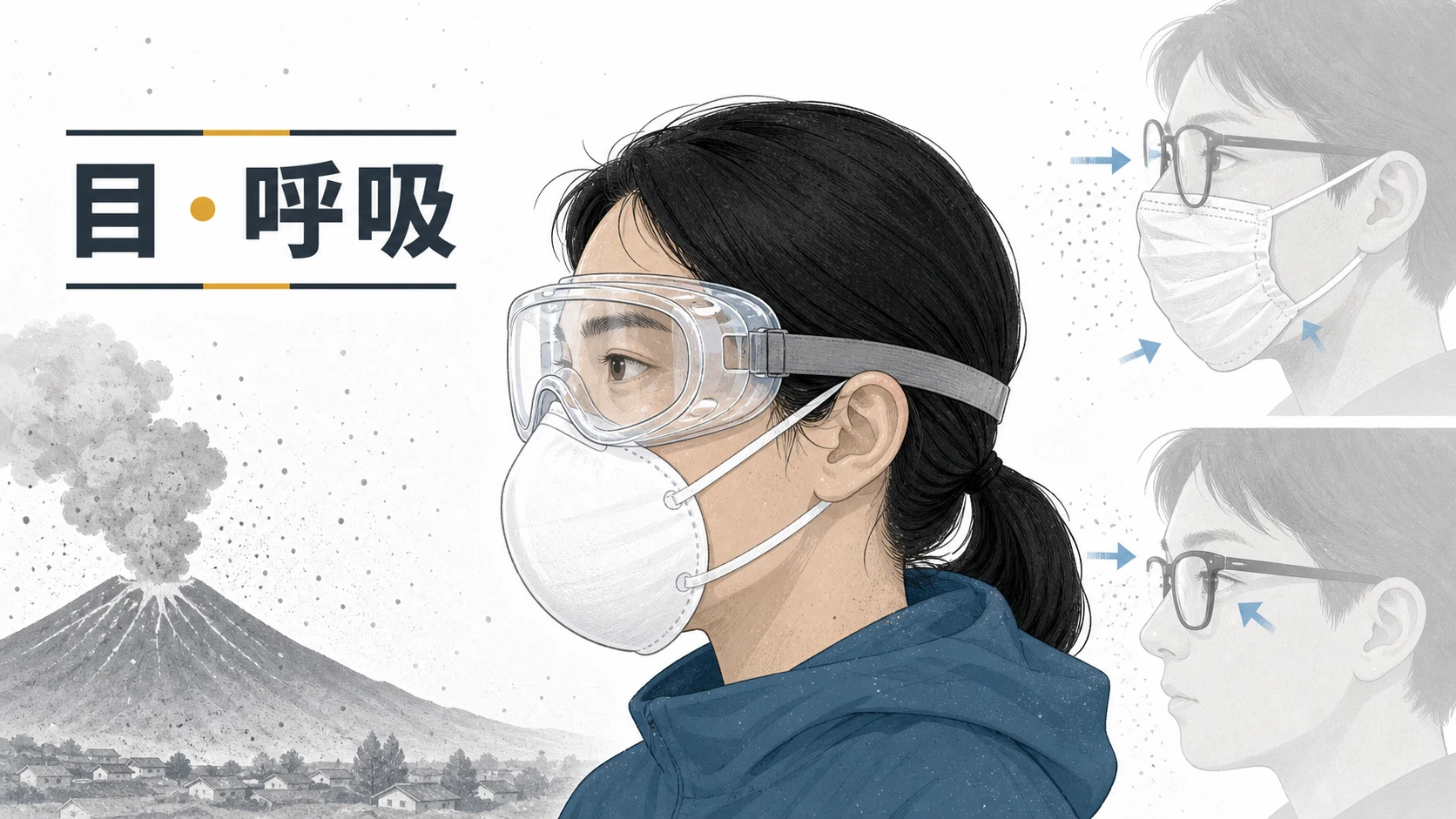 火山灰から目と呼吸器を守る装備の条件を比べる