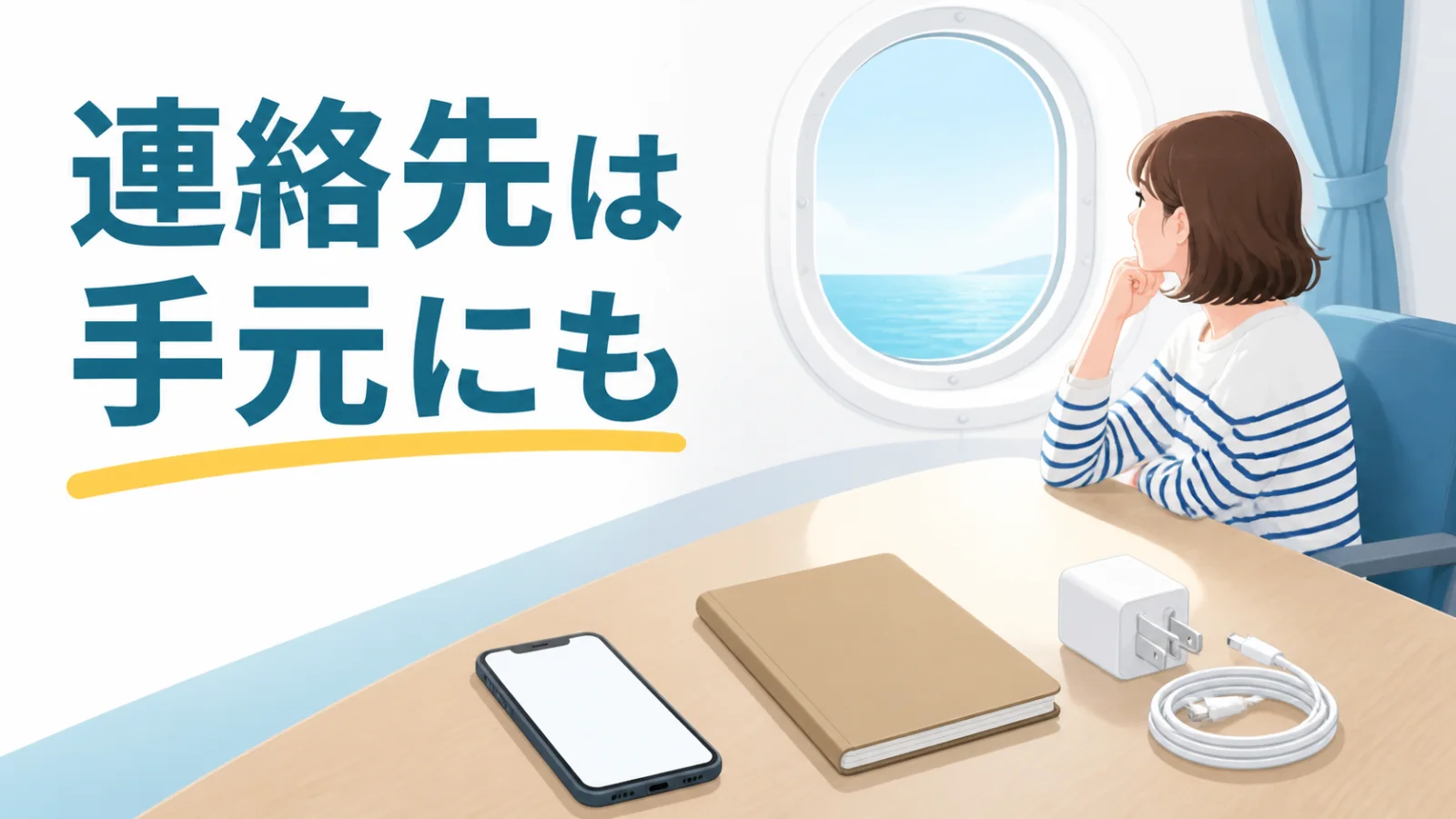 必要な端末と充電器をまとめ、到着後の案内を保存する
