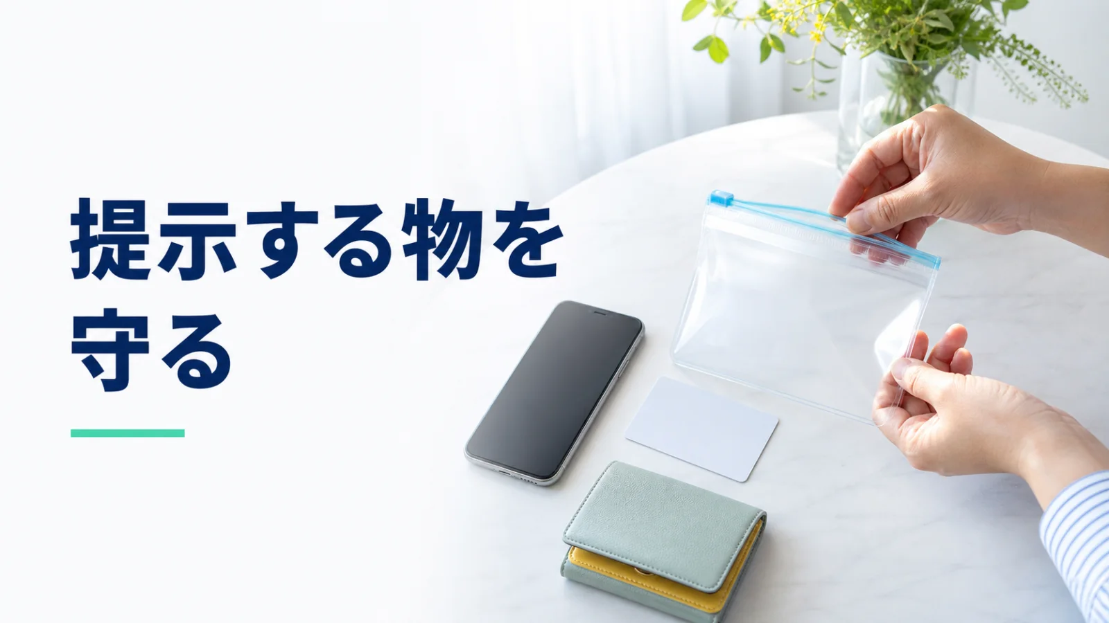 身分証と端末を取り出しやすい小さな袋へ分ける