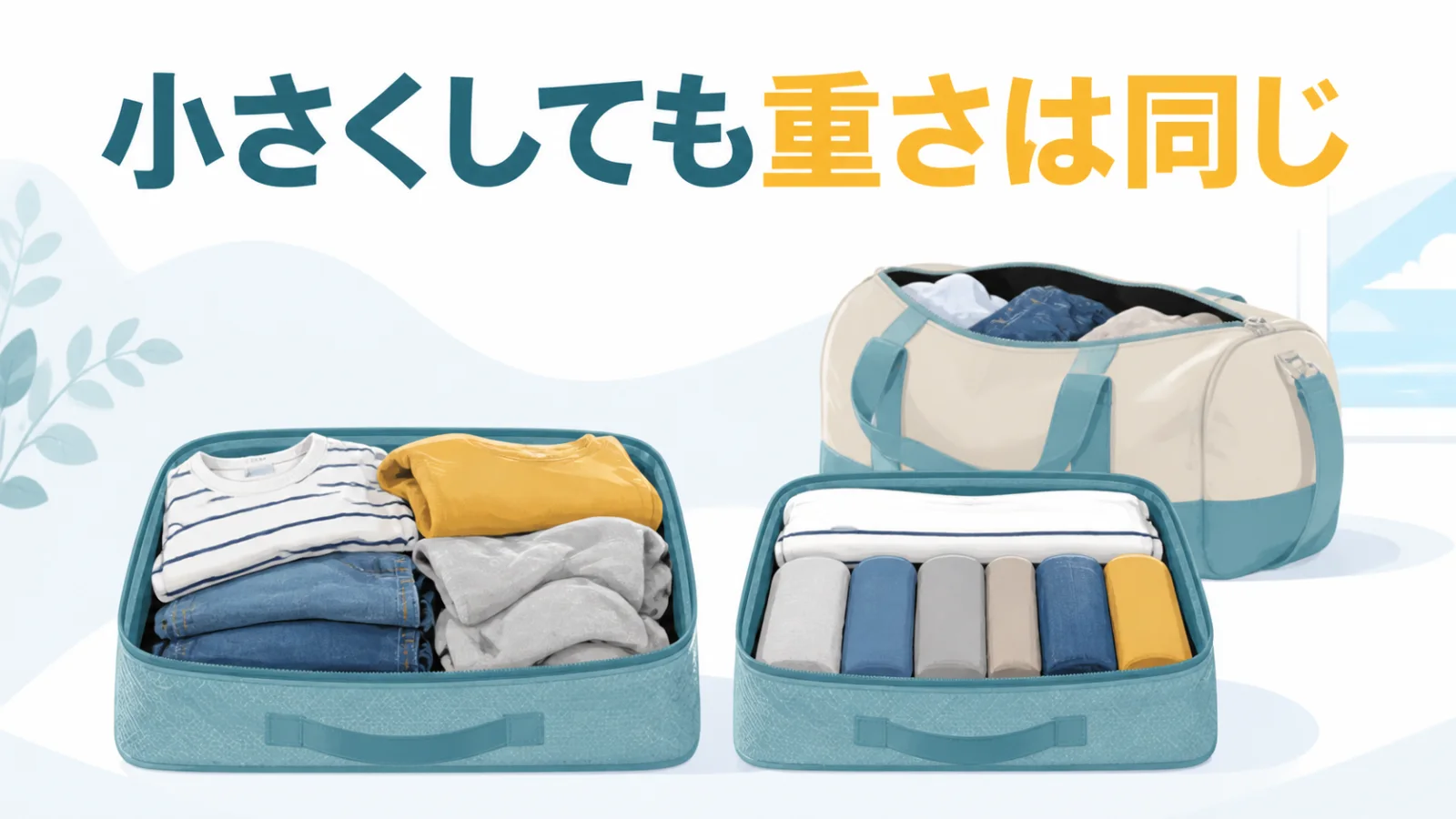 薄い整理袋で衣類を分け、詰めすぎない形を作る