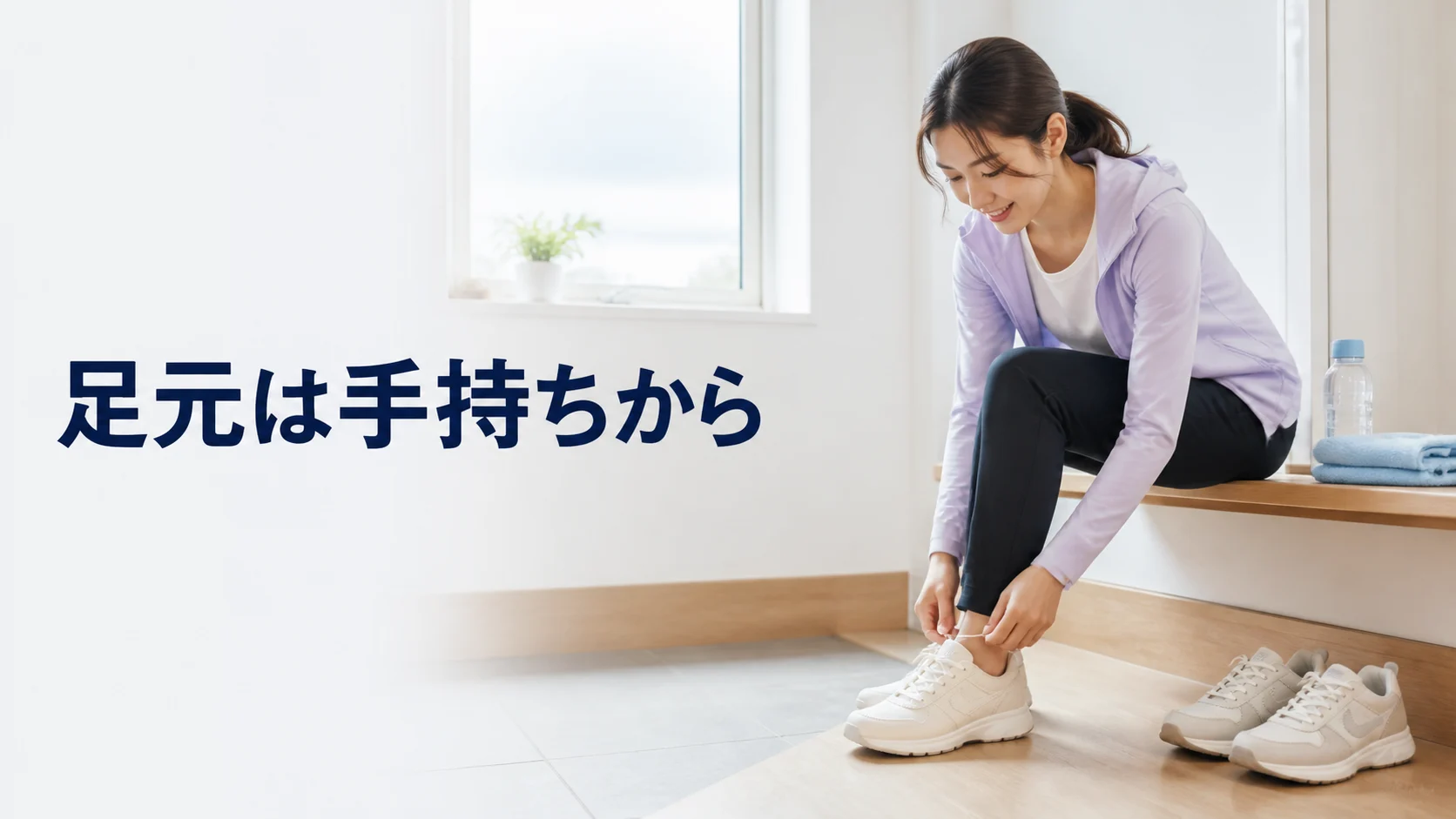 歩きやすい靴とタオルを手持ちから選ぶ