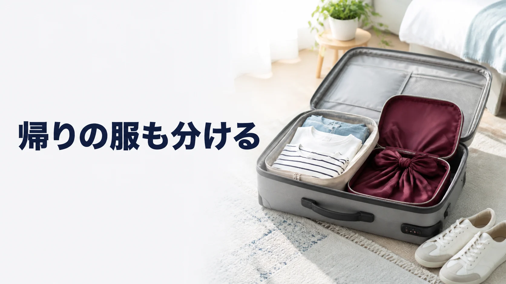 帰りの普段着と衣装を分けて収納する